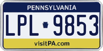 PA license plate LPL9853