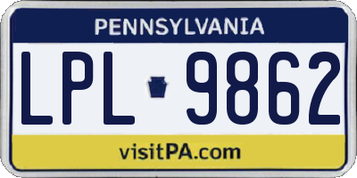 PA license plate LPL9862