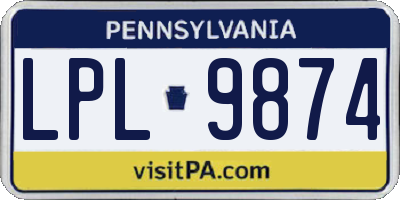 PA license plate LPL9874