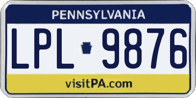PA license plate LPL9876