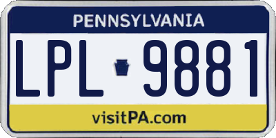 PA license plate LPL9881