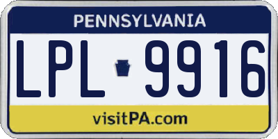 PA license plate LPL9916