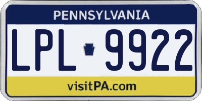 PA license plate LPL9922