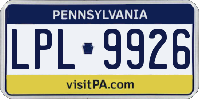 PA license plate LPL9926