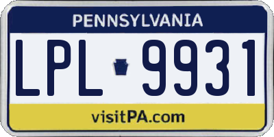PA license plate LPL9931