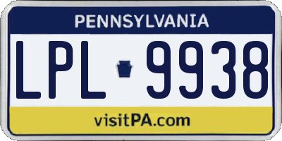 PA license plate LPL9938