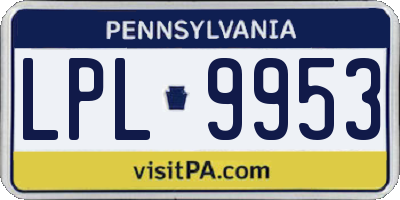 PA license plate LPL9953