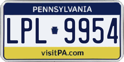 PA license plate LPL9954