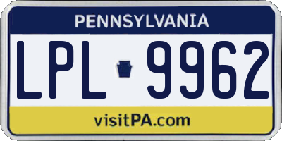 PA license plate LPL9962
