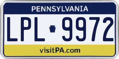 PA license plate LPL9972