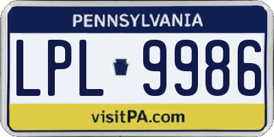 PA license plate LPL9986