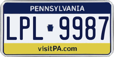 PA license plate LPL9987