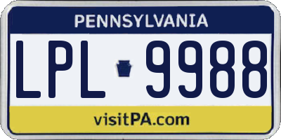PA license plate LPL9988