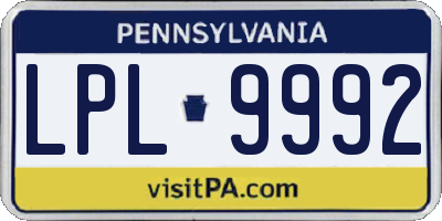 PA license plate LPL9992