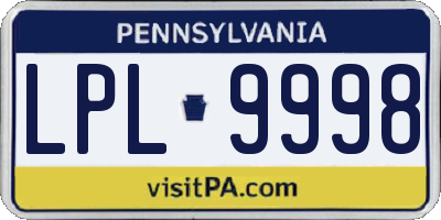 PA license plate LPL9998