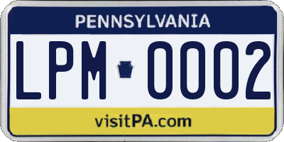 PA license plate LPM0002