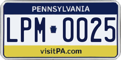 PA license plate LPM0025