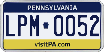 PA license plate LPM0052