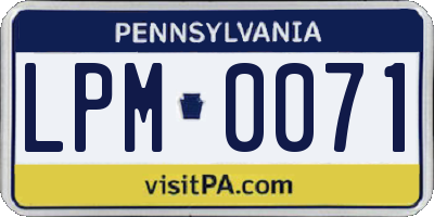 PA license plate LPM0071