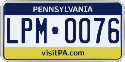PA license plate LPM0076
