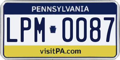 PA license plate LPM0087