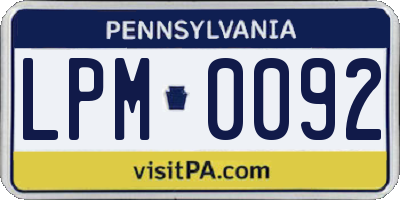 PA license plate LPM0092