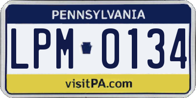 PA license plate LPM0134