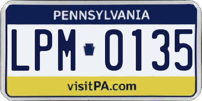 PA license plate LPM0135