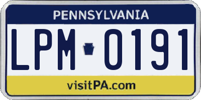 PA license plate LPM0191