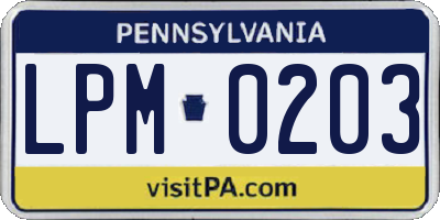 PA license plate LPM0203