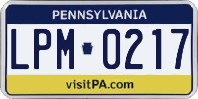 PA license plate LPM0217