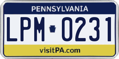PA license plate LPM0231
