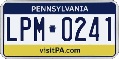 PA license plate LPM0241