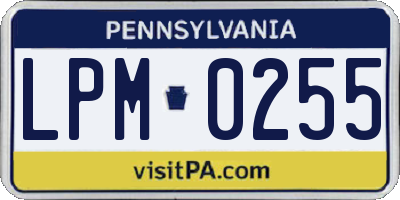 PA license plate LPM0255