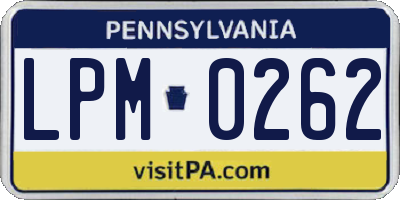 PA license plate LPM0262