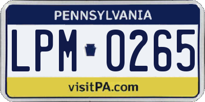PA license plate LPM0265