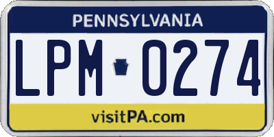PA license plate LPM0274