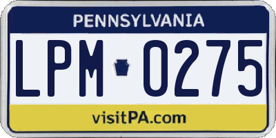 PA license plate LPM0275