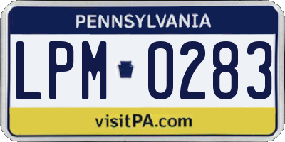 PA license plate LPM0283