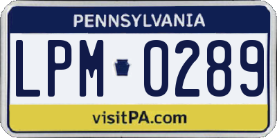 PA license plate LPM0289
