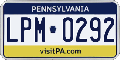 PA license plate LPM0292