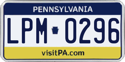PA license plate LPM0296