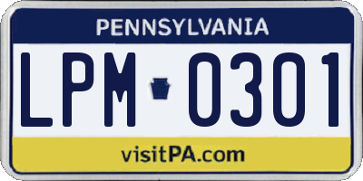 PA license plate LPM0301