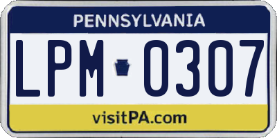 PA license plate LPM0307