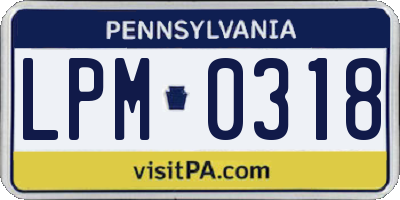 PA license plate LPM0318