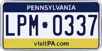 PA license plate LPM0337