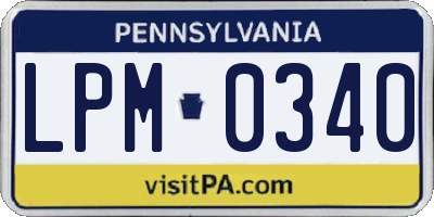 PA license plate LPM0340