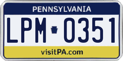 PA license plate LPM0351