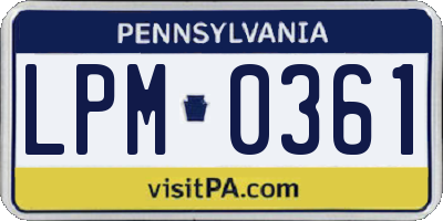 PA license plate LPM0361