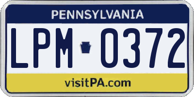 PA license plate LPM0372
